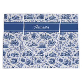 Bolsa De Regalo Grande Nombre de rama de rosa del campo de toile francés
