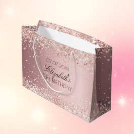 Bolsa De Regalo Grande Nombre del monograma de polvo del purpurina rosa d