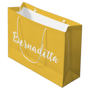 Bolsa De Regalo Grande Nombre elegante de color azafrán amarillo manuscri