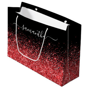 Bolsa De Regalo Grande Nombre elegante del Purpurina de espárragos negro