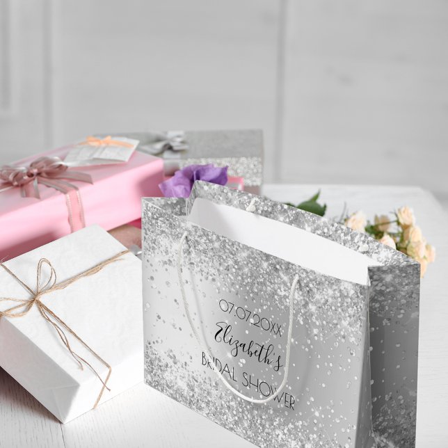 Bolsa De Regalo Grande Nombre en plata para fiesta de soltera (Subido por el creador)