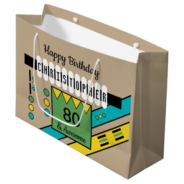 Bolsa De Regalo Grande Nombre especial de cumpleaños de hitos amarillo ve (Angulo Anverso)