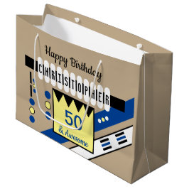 Bolsa De Regalo Grande Nombre especial de cumpleaños del hito amarillo az