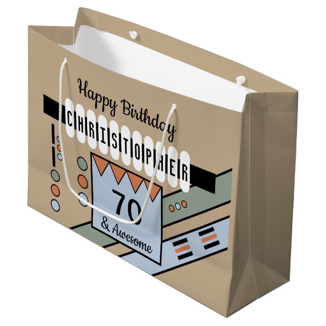 Bolsa De Regalo Grande Nombre especial de cumpleaños Milestone azul (Angulo Anverso)