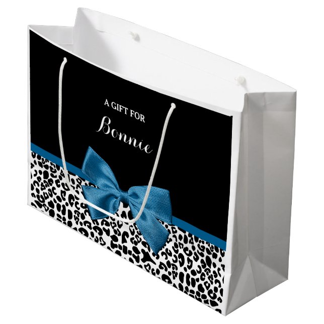 Bolsa De Regalo Grande Nombre Giro Leopardo Imprimir Bonito Cobalt Azul C (Angulo Anverso)
