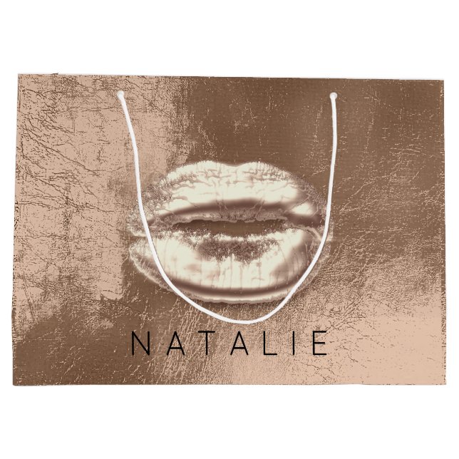 Bolsa De Regalo Grande Nombre Levantamientos de besos Metalizado Choclate (Reverso)