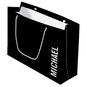 Bolsa De Regalo Grande Nombre Minimalista personalizado negro moderno