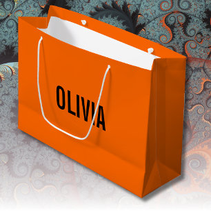 Bolsa De Regalo Grande Nombre moderno del Naranja del atardecer Minimal