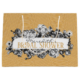 Bolsa De Regalo Grande Nombre personalizable Rosas Doradas Chic Monograma