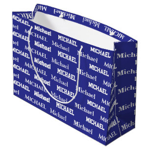 Bolsa De Regalo Grande Nombre personalizado azul Cumpleaños niño personal