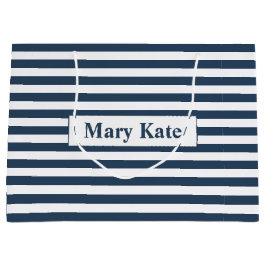 Bolsa De Regalo Grande Nombre personalizado Bandas azul/blanco