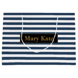 Bolsa De Regalo Grande Nombre personalizado Bandas azul/blanco