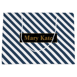 Bolsa De Regalo Grande Nombre personalizado Bandas azul/blanco