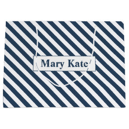 Bolsa De Regalo Grande Nombre personalizado Bandas azul/blanco