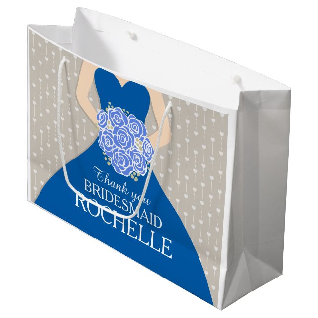 Bolsa De Regalo Grande Nombre personalizado boda dama de honor vestido az (Angulo Anverso)