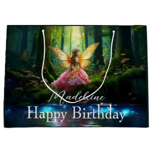 Bolsa De Regalo Grande Nombre personalizado Bosque de bosques de hadas de