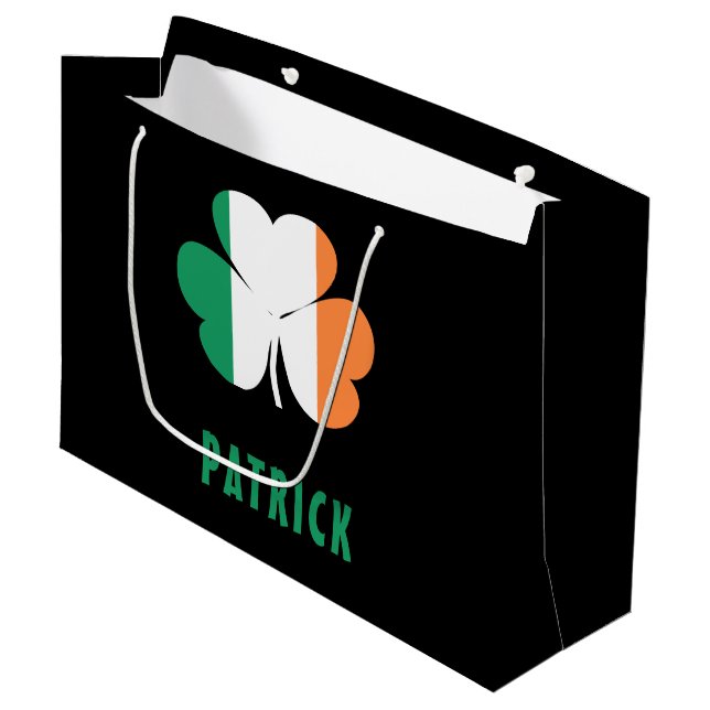 Bolsa De Regalo Grande Nombre personalizado Celtic Ireland Shamrock Irish (Angulo Anverso)