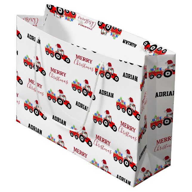 Bolsa De Regalo Grande Nombre personalizado de la granja de camiones de l (Angulo Anverso)