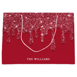 Bolsa De Regalo Grande Nombre personalizado del Purpurina rojo Drip