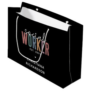 Bolsa De Regalo Grande Nombre personalizado Graduación de trabajador soci