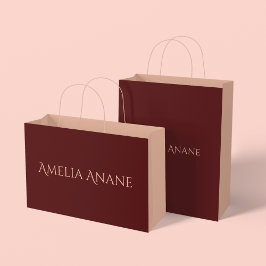 Bolsa De Regalo Grande Nombre personalizado l Elegante rojo oscuro y rosa
