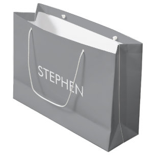 Bolsa De Regalo Grande Nombre personalizado minimalista gris