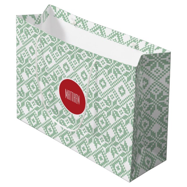 Bolsa De Regalo Grande Nombre personalizado Modelo nórdico de copos de ni (Angulo Anverso)