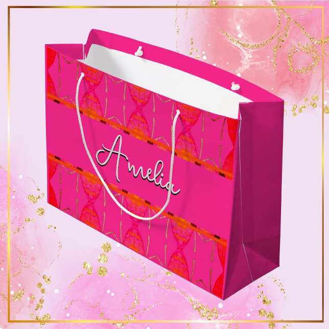 Bolsa De Regalo Grande Nombre personalizado Naranja Girly y rosa (Subido por el creador)