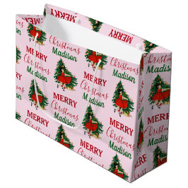 Bolsa De Regalo Grande Nombre personalizado Navidades retro Chica Navidad