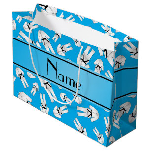 Bolsa De Regalo Grande Nombre personalizado patrón de karate azul cielo