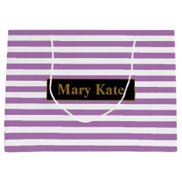 Bolsa De Regalo Grande Nombre personalizado Rayas moradas/blancas