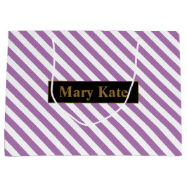 Bolsa De Regalo Grande Nombre personalizado Rayas moradas/blancas
