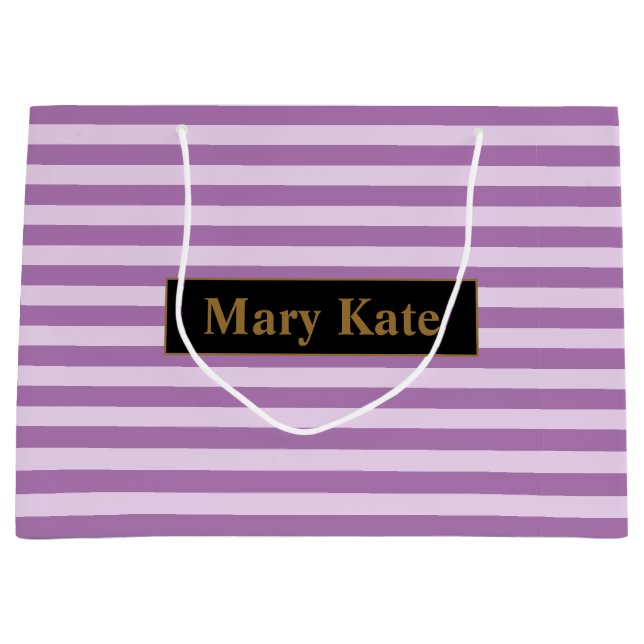 Bolsa De Regalo Grande Nombre personalizado Rayas púrpuras (Anverso)