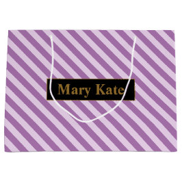 Bolsa De Regalo Grande Nombre personalizado Rayas púrpuras
