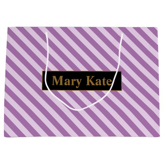 Bolsa De Regalo Grande Nombre personalizado Rayas púrpuras (Anverso)