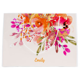 Bolsa De Regalo Grande Nombre personalizado romántico floral brillante