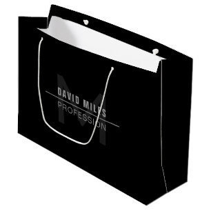Bolsa De Regalo Grande Nombre profesional gris oscuro moderno