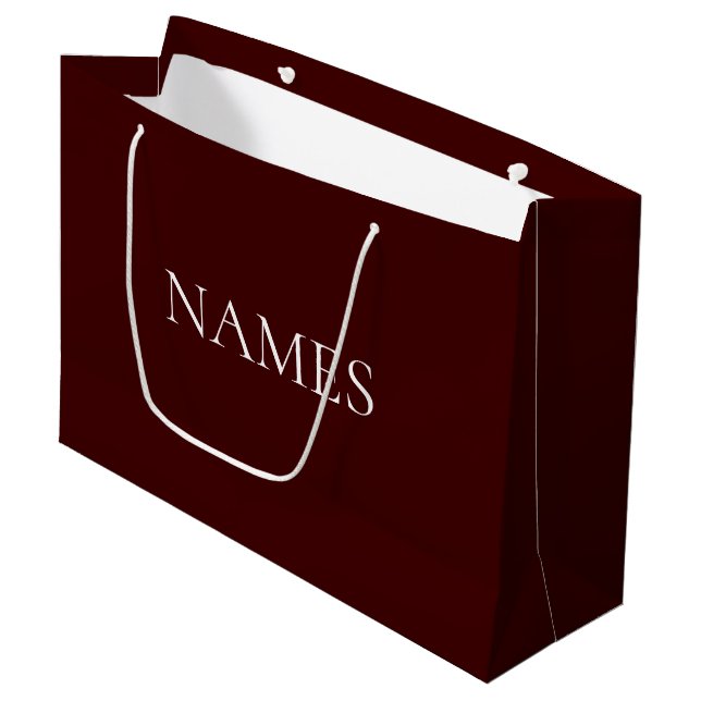 Bolsa De Regalo Grande Nombre sencillo de guión rojo y blanco Personaliza (Angulo Anverso)