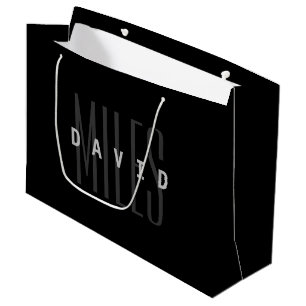 Bolsa De Regalo Grande Nombre y apellido superpuestos modernos