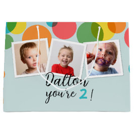 Bolsa De Regalo Grande Nombre y fotos Niños Cumpleaños Personalizado