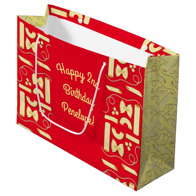 Bolsa De Regalo Grande Noodles Pasta Niño Fiesta de cumpleaños 1 italiano (Angulo Anverso)