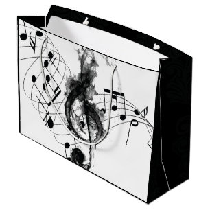 Bolsa De Regalo Grande Nota de música humo negro y blanco