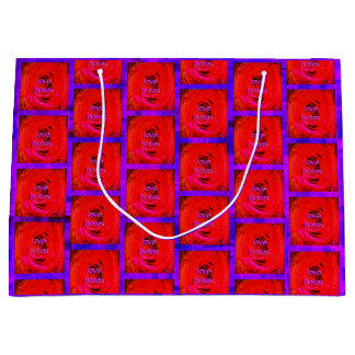 Bolsa De Regalo Grande Notas de amor rojas Rosas,