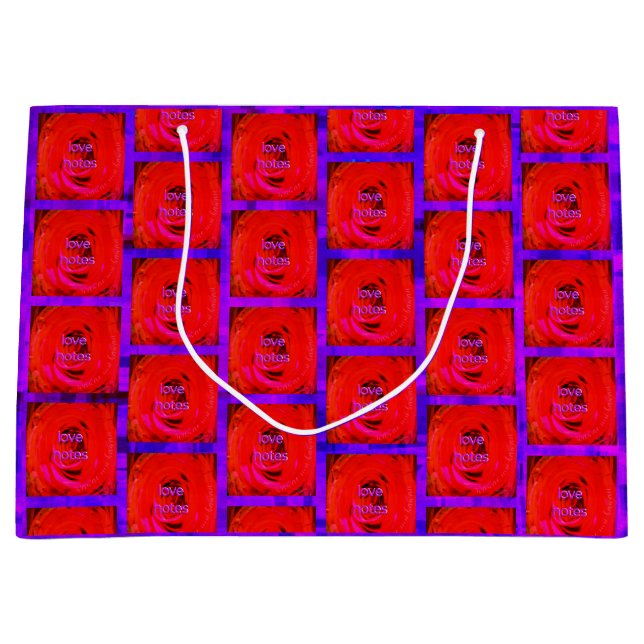 Bolsa De Regalo Grande Notas de amor rojas Rosas, (Anverso)
