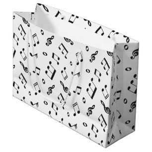 Bolsa De Regalo Grande Notas musicales blancos y negros