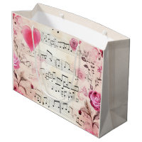 Notas musicales y Rosas Diseño vintage
