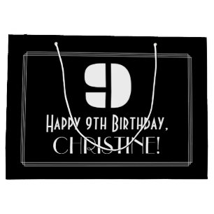 Bolsa De Regalo Grande Noveno cumpleaños ~ Art Deco Inspirado Aspecto "9"