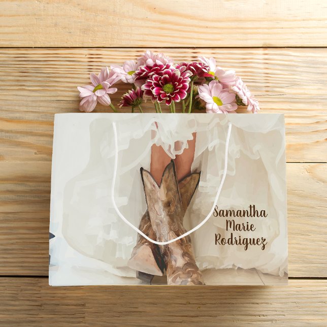 Bolsa De Regalo Grande Novia de Texas en Boots, ducha de novias (Subido por el creador)