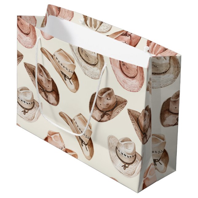 Bolsa De Regalo Grande Novia marrón rosa Gorras del suroeste cumpleaños (Angulo Anverso)