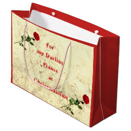 Bolsa De Regalo Grande Novia querida Rosa Roja en diseño de Navidad